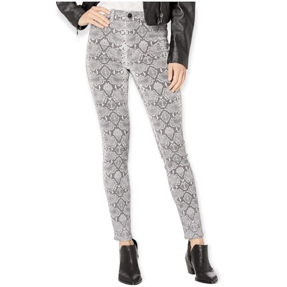 Hudson Barbara High Rise Super Skinny Snake Print Jeans - Picture 1 of 7